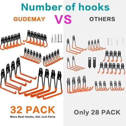 Steel Garage Storage Hooks (32pcs - Orange)
