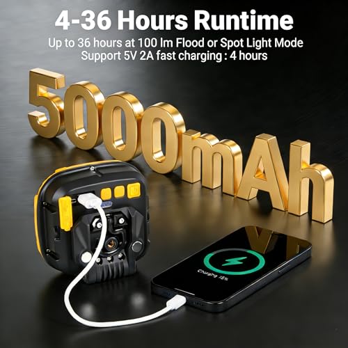 2 Pack Magnetic Work Light Rechargeable 5000Lumens (yellow1)