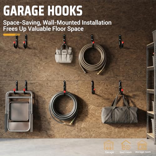 Wall Mount Garage Storage Hooks (5.5Inch x 4Inch)