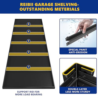 Garage Shelving 48.2" W Storage Shelves 3000LBS Metal Shelving Heavy Duty Adjustable Metal Shelf 5 Tier Pantry Shelves for Basement Warehouse Supermarket 72.2" H x 24.2" D x 48.2" W (72.2"H x 24.2"D x 48.2"W)