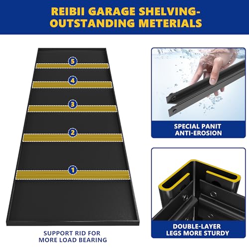 Garage Shelving 48.2" W Storage Shelves 3000LBS Metal Shelving Heavy Duty Adjustable Metal Shelf 5 Tier Pantry Shelves for Basement Warehouse Supermarket 72.2" H x 24.2" D x 48.2" W (72.2"H x 24.2"D x 48.2"W)