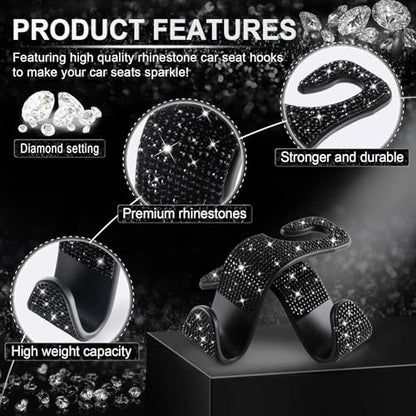 Car Seat Headrest Hook (Bling Black)