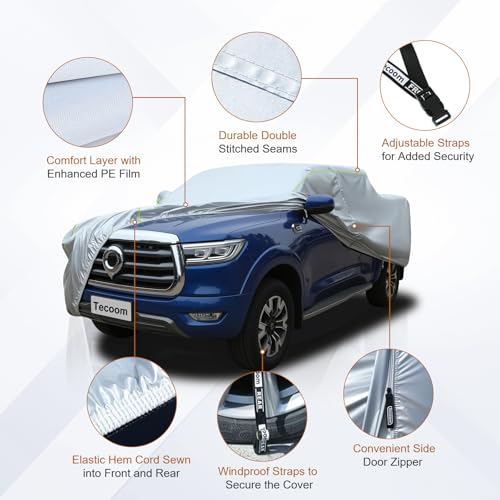 Hard Shell Truck Car Cover Waterproof UV (Silver-Red / TXL：for Truck(Lenght 245"))