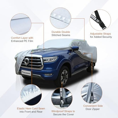 Hard Shell Truck Car Cover Waterproof UV (Silver-Red / TXL：for Truck(Lenght 245"))