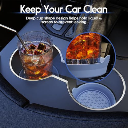 4 Pack Car Cup Coaster Silicone Spill (Gray Blue Solid / 4 Pack)