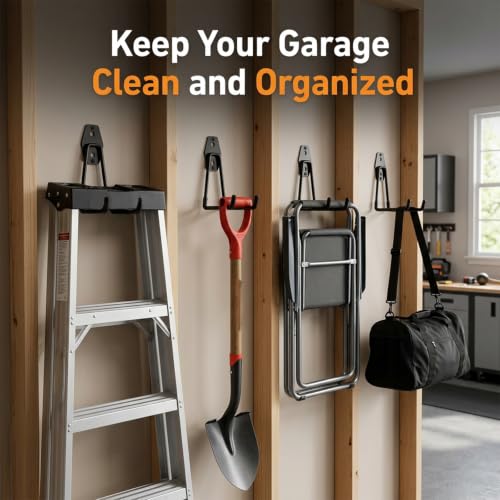 Garage Hooks 6 Pack Small Round Wall Hooks for Hanging Heavy Duty Ladders (Black / Small Round-6pcs)