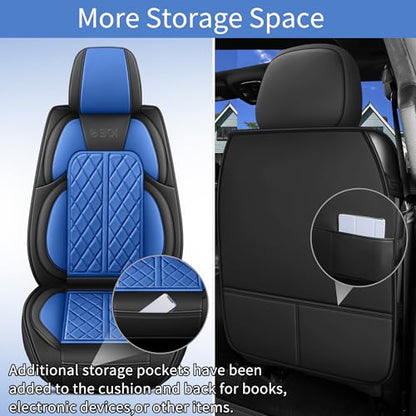 Car Seat Cover Custom Fit for Dodge Ram 1500 2500 3500 2002 (Black & Blue / Front Seat(Pair))