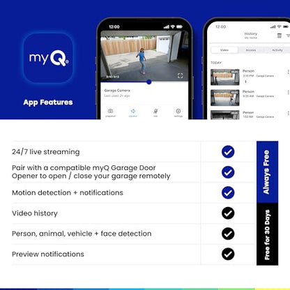 myQ Smart Garage Security Camera (1 Pack / Garage Camera)