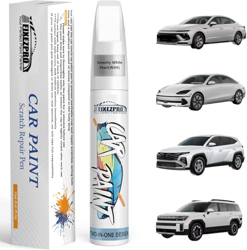 Serenity White Pearl Car Touch Up Paint for Hyundai (For hyundai / Serenity White Pearl(W6H)Compatible with Car/I30/Fastback/Nexo/Ioniq/6/Santa/Fe/Hybrid/I30/Santa/Fe/Sonata/Sonata/Hybrid/Tucson)