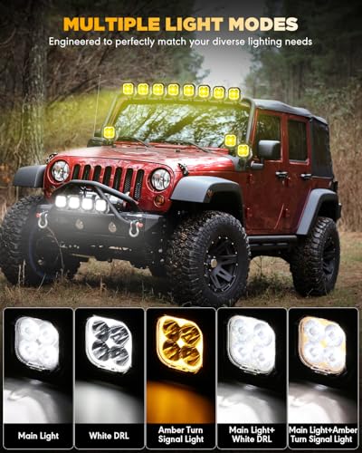 Color Play Series 3 Inch LED Pod Lights with DRL & Turn Signal (Color Play 3 Inch Amber/White Spot & DRL)