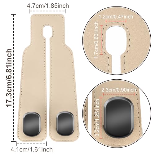 Car Headrest Hooks (Beige)