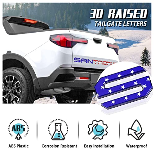 Tailgate Inserts Letters Compatible for 2022 2023 2024 2025 Santa Cruz 3D Raised & Strong Adhesive Decals Letters Rear Emblem Decal Sticker Compatible for Santa Cruz Accessories (American Flag)