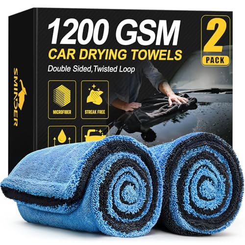 2 Pack 1200 GSM Car Drying Towels (Blue / Pack of 2)