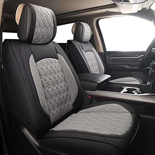 Car Seat Covers for Dodge Ram 2 Pcs Front (2 PCS Front,Black-Grey)