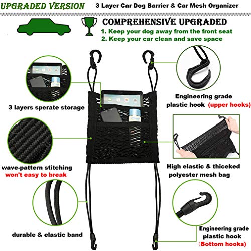Dog Car Net Barrier with Mesh Organizer (12.6 in × 15.5 in)
