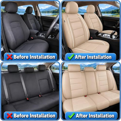 Car Seat Covers 5 Seats Set for Hyundai Kona 2018 (#018 Beige / 3. Kona 2018-2026-5 Seat Covers Full Set)