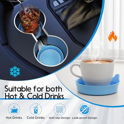 4 Pack Car Cup Holder Coaster Bling Crystal Rhinestone Car Interior (Light Blue / 4 Pack)