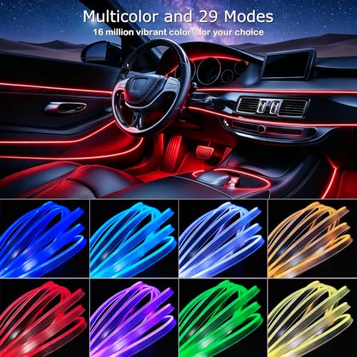 Car Interior LED Lights (5 LED/236 Inches Fiber Optic)