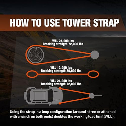 Recovery Tow Strap 3.5 x 20 ft (Recovery Tow Strap 3.5" x 20ft 36,000 lbs (Orange) / Straps)