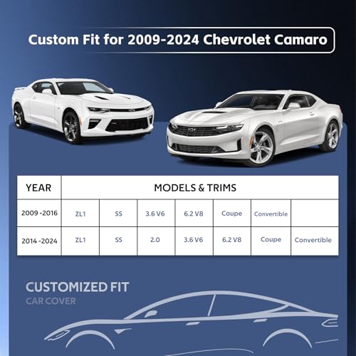 10 Layers Car Cover Custom Fit for Chevy Camaro (Black Gray / Custom Fit for Chevrolet Camaro)