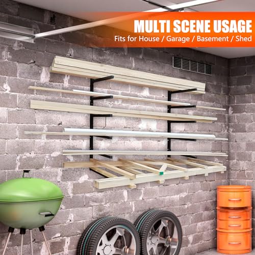 6 Level Foldable Lumber Storage Rack Collapsible Wall Mount (6-Level)