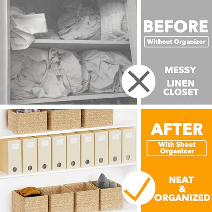 9 Pack Bed Sheet Organizers and Storage (9 pcs / Beige)