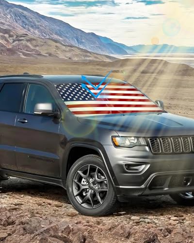 American Flag Car Windshield Sun Shade Compatible with Jeep Grand Cherokee SUV 2011 (for Jeep Grand Cherokee 2011-2021 - USA Flag)