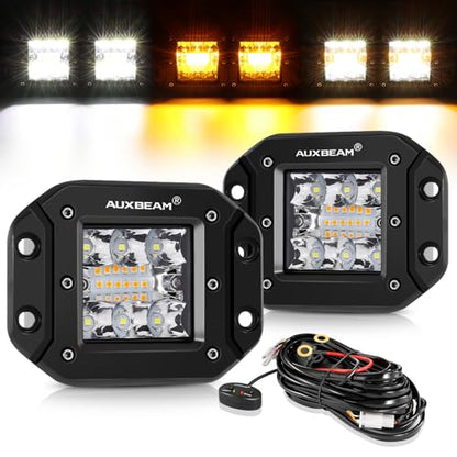 6 Modes Amber White 5 Inch 72W Flush Mount LED Light Pods (Amber White 5" Flush Mount)
