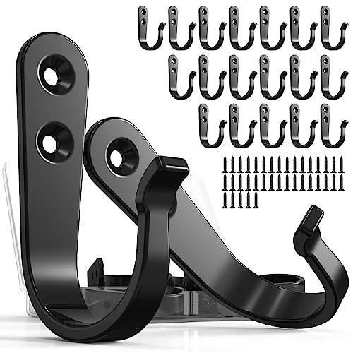 20 Pack Coat Hooks for Hanging (20pcs + Black)