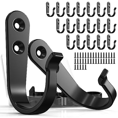 20 Pack Coat Hooks for Hanging (20pcs + Black)
