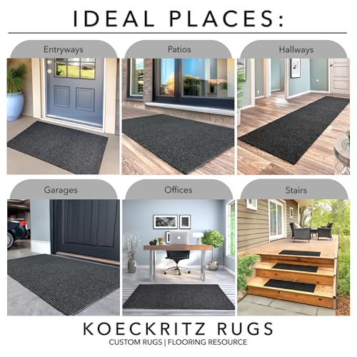 Heavy Duty Durable All Weather Indoor (3' x 12' (Rectangular) / Charcoal)