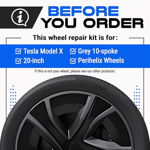 Premium Tesla Wheel Curb Rash Repair Kit for 20" Model X grey Perihelix wheels (Tesla Model X / 20" Grey Perihelix)