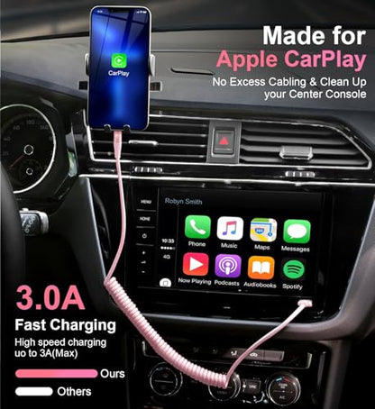 USB C to Lightning Cable 3FT for Car (3FT / Usb C to Lightning / Pink)
