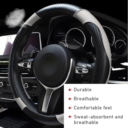 Car Steering Wheel Cover (White, With Lining)