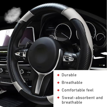Car Steering Wheel Cover (White, With Lining)