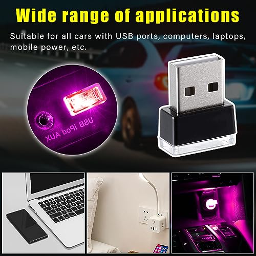 4 PCS USB LED Car Interior Atmosphere Lamp (Purple)