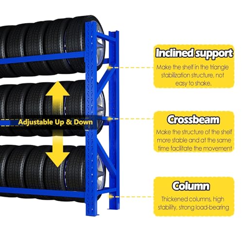 Adjustable Height Tire Storage Rack for Garage (59x19.6x78.7in)