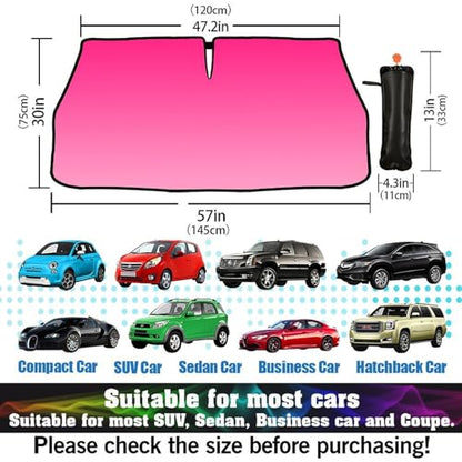 Colorful Car Windshield Sunshade Umbrella Sun Shade Umbrella for Car Foldable Windshield Umbrella Block UV Rays Heat Keep Vehicle Cool for Cars SUV 57"x30" (red)