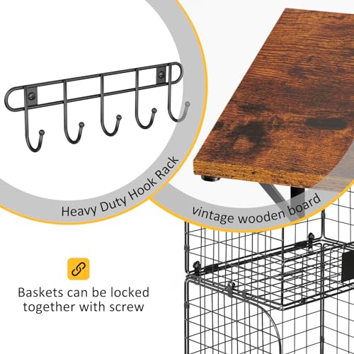 2 Pack Garage Shelves Wall Mounted with Wire Storage Baskets
