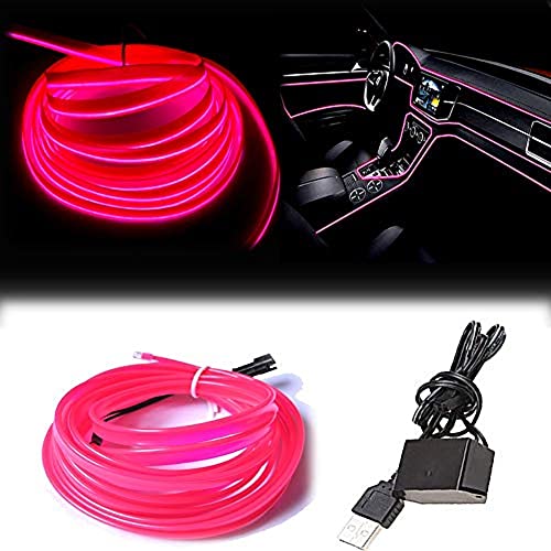 El Wire Pink Interior Car LED Strip Lights (Pink / 5 M)