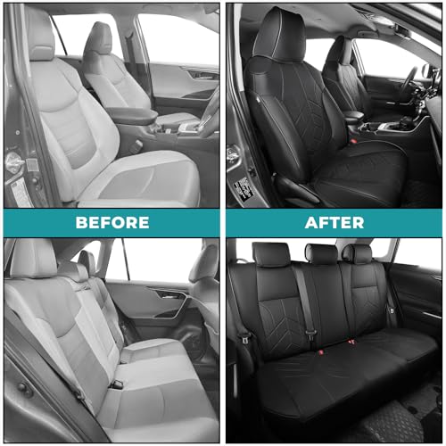 for Toyota RAV4 Seat Covers 2019 2020 2021 2022 2023 2024 2025 RAV 4 Prime & Hybrid XLE LE Limited XLE Premium (Black / 2019-2025 Hybrid (LE/XLE/XLE Premium/Limited))