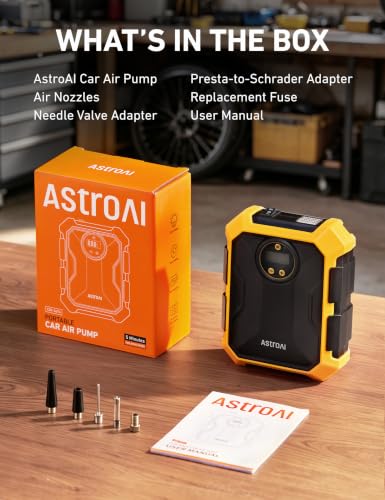 Tire Inflator Portable Air Compressor 12V DC Integrated Storage (Yellow)
