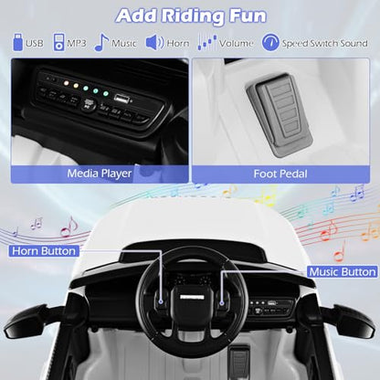 12V Kids Ride On Car (White / 42.5” x 25.5” x 20”(L x W x H))