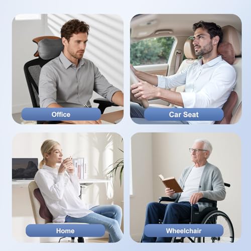 Car Lumbar Support Pillow and Car Neck Pillow Kit (Coffee-01 / 2 Pieces)