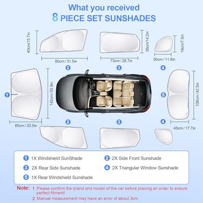 8pcs Car Window Shades for Hyundai Tucson 2016 (for Hyundai Tucson 2016-2021)