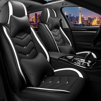 Car Seat Covers for Chrysler Pacifica 2004 (2 Pcs Front with Pillow / Black White)