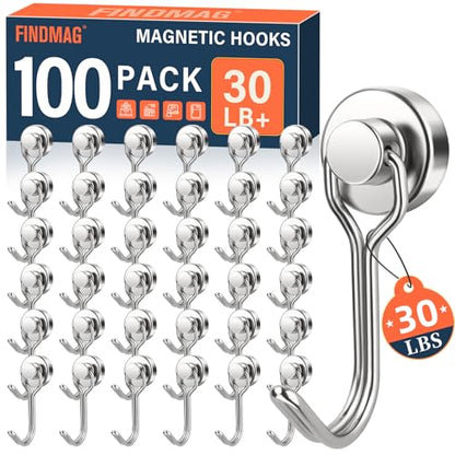 100 Pack Magnetic Hooks for Cruise Cabins (Silver / 0.63in)