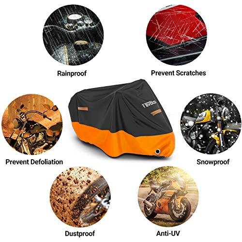 Motorcycle Cover Waterproof Outdoor Motorcycle Cover Heavy Duty (Orange / 86.6")