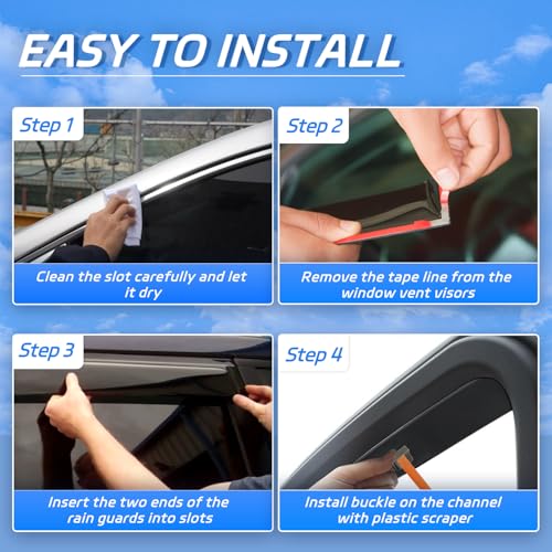4pcs in Channel Window Rain Guards Fit for 2019 (For 19-25 Ram 1500 Crew Cab)