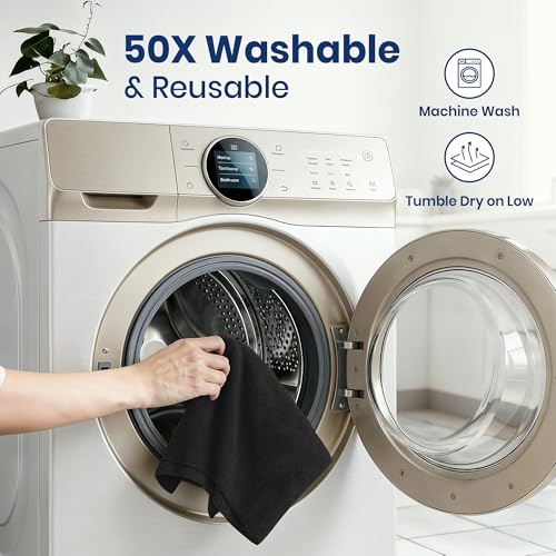 Microfiber Cleaning Cloth Roll (75 Count (Pack of 1) / Black)